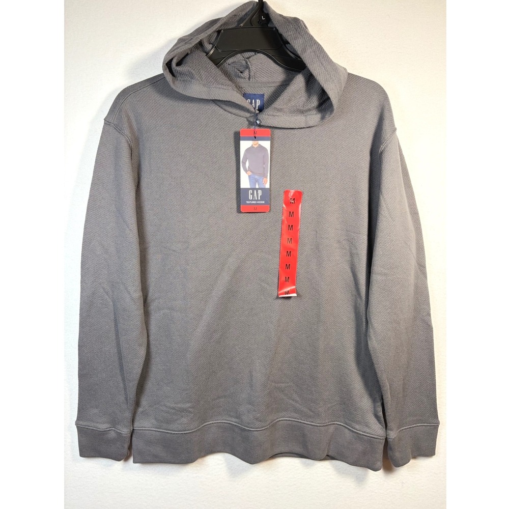 Gap Textured Hoodie Mens Size Medium Gray NWT Long Sleeve Pullover Sweatshirt